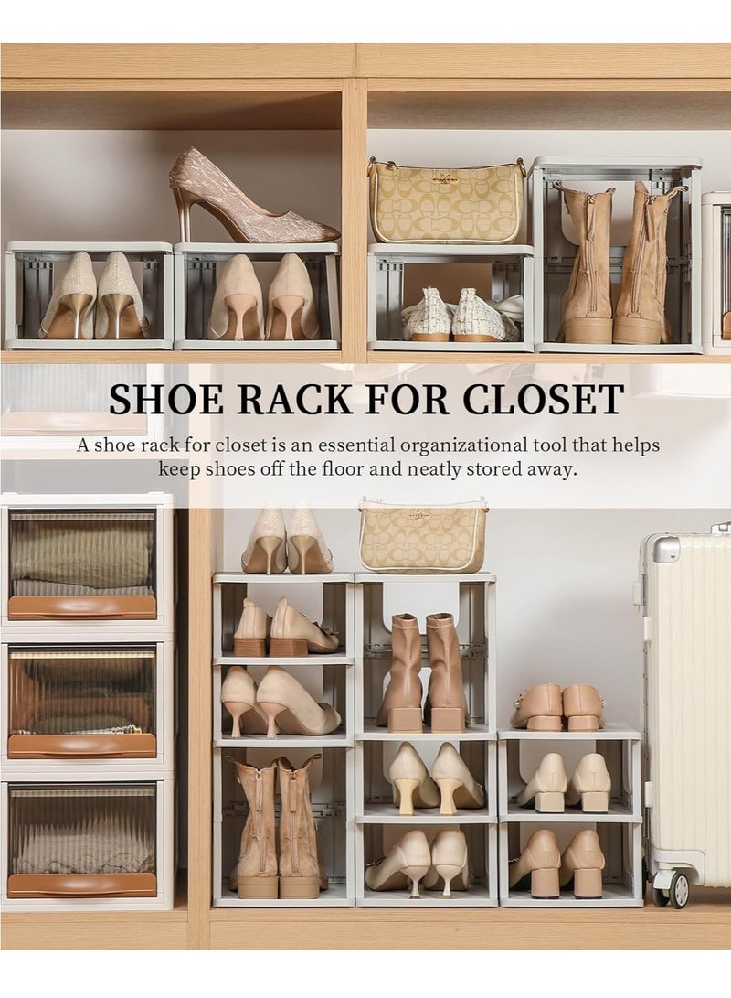 XiuWoo 5-Tier Height-Adjustable Shoe Rack, Vertical Shoe Storage, Closet Shoe Shelf, Stairs Shoe Organizer, Tall Shoe Stand for Corridor, Living Room Bedroom with Adjustable Divider - Image 2