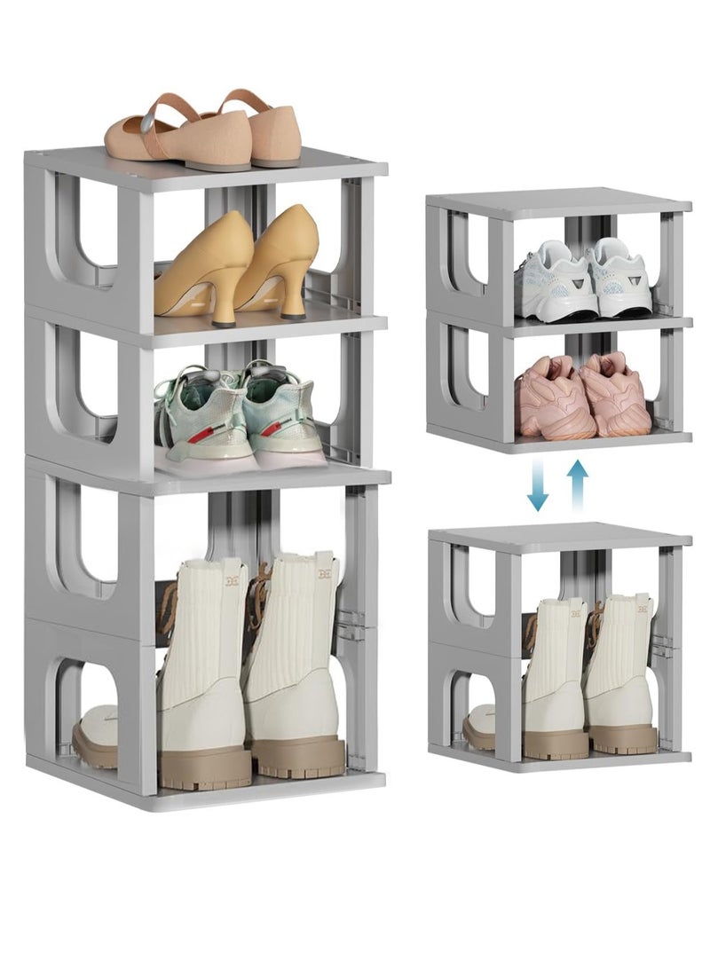XiuWoo 5-Tier Height-Adjustable Shoe Rack, Vertical Shoe Storage, Closet Shoe Shelf, Stairs Shoe Organizer, Tall Shoe Stand for Corridor, Living Room Bedroom with Adjustable Divider - Image 1