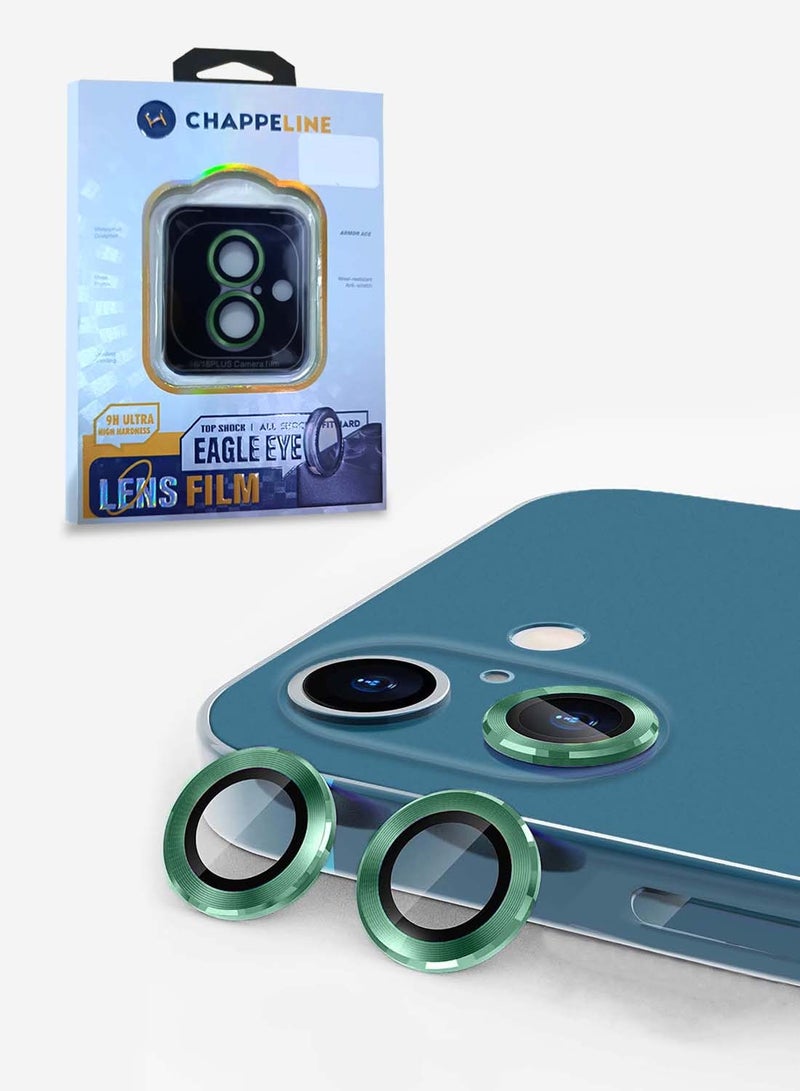 تشابي لاين  ابل ايفون 16 / ايفون 16 بلس 2024 شابيلين بريميوم حلقة عدسة كاميرا من الزجاج المقوى - شفاف / أخضر - Image 1