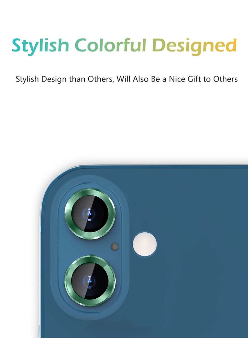 تشابي لاين  ابل ايفون 16 / ايفون 16 بلس 2024 شابيلين بريميوم حلقة عدسة كاميرا من الزجاج المقوى - شفاف / أخضر - Image 3