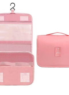 Excefore Travel Hanging Wash Bag - Large Capacity Waterproof Storage Bag with Hook. Portable and Pink, Perfect for Cosmetics and Toiletries.  - Image 1