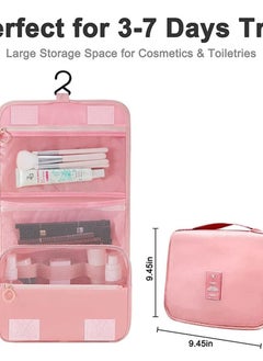 Excefore Travel Hanging Wash Bag - Large Capacity Waterproof Storage Bag with Hook. Portable and Pink, Perfect for Cosmetics and Toiletries.  - Image 3