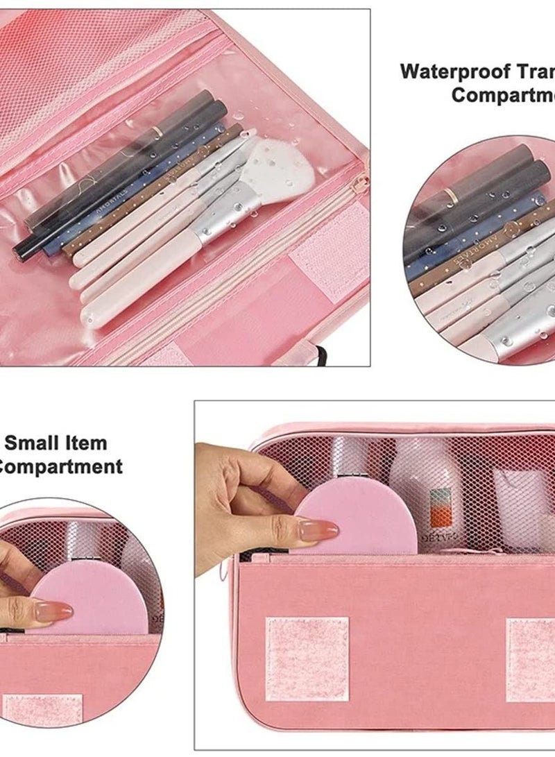 Excefore Travel Hanging Wash Bag - Large Capacity Waterproof Storage Bag with Hook. Portable and Pink, Perfect for Cosmetics and Toiletries. - Image 5