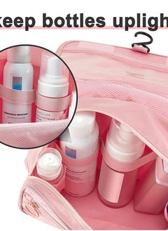 Excefore Travel Hanging Wash Bag - Large Capacity Waterproof Storage Bag with Hook. Portable and Pink, Perfect for Cosmetics and Toiletries.  - Image 4