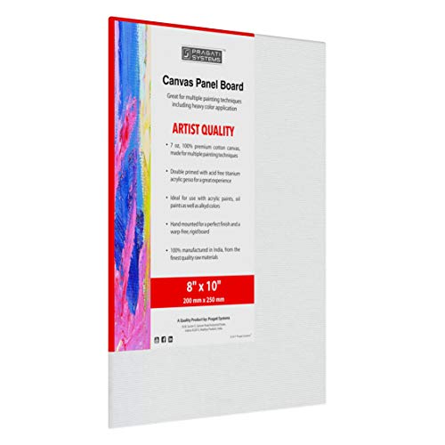 Pragati Systems® 08x10 Inch Medium Grain Primed Cotton Canvas Panel Board for Painting | Ready-to-Use Canvas Boards for Oil & Acrylic Painting, White (Pack of 6) - Image 2