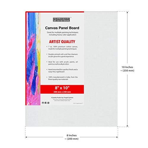 Pragati Systems® 08x10 Inch Medium Grain Primed Cotton Canvas Panel Board for Painting | Ready-to-Use Canvas Boards for Oil & Acrylic Painting, White (Pack of 6) - Image 4
