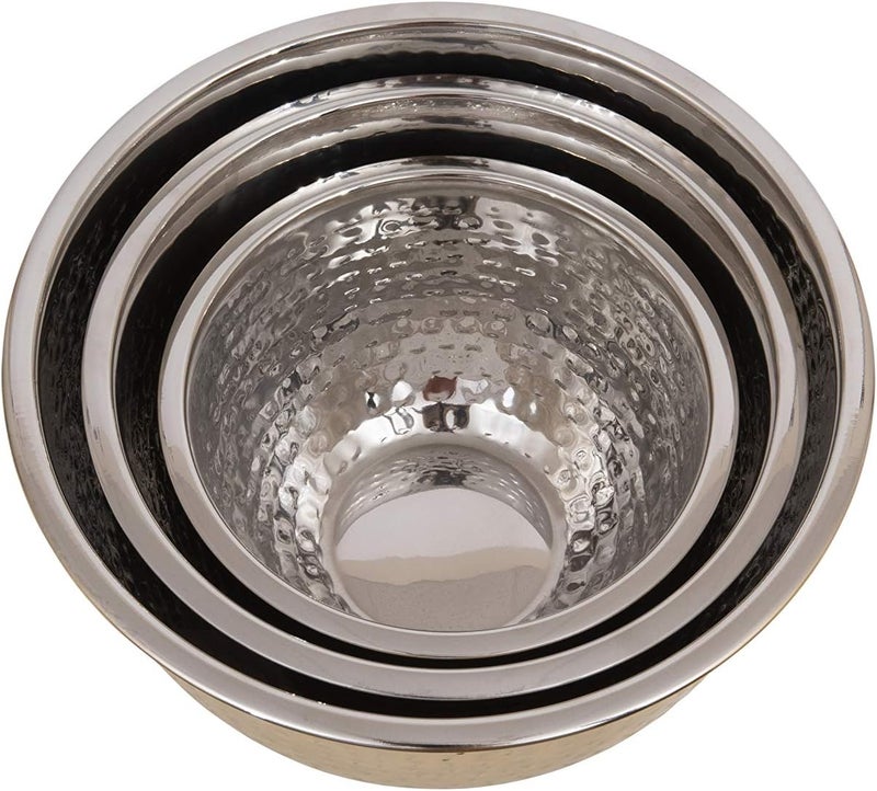 Creative CoOp Hammered Stainless Steel Bowls in Gold Finish Set of 3 Sizes - Image 5