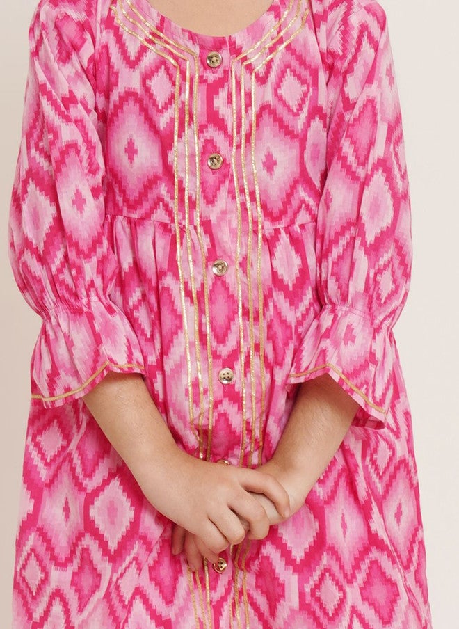 COTLAND FASHION Girls Ethnic Motifs Printed Gotta Patti Pure Cotton A-line Kurta & Salwar - Image 2