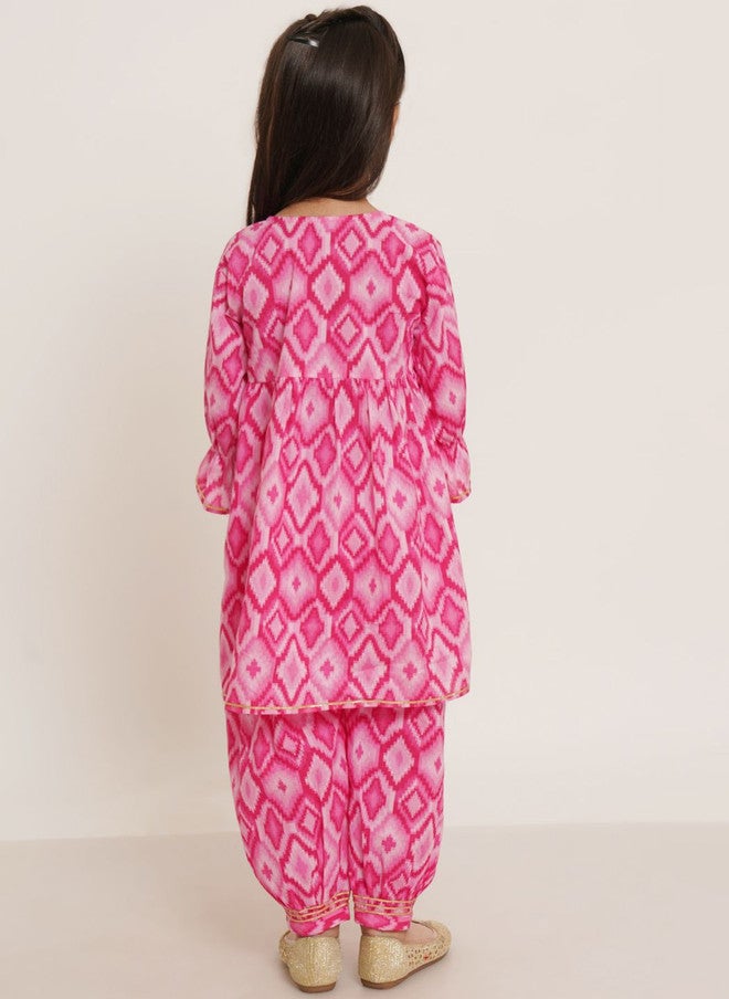 COTLAND FASHION Girls Ethnic Motifs Printed Gotta Patti Pure Cotton A-line Kurta & Salwar - Image 5