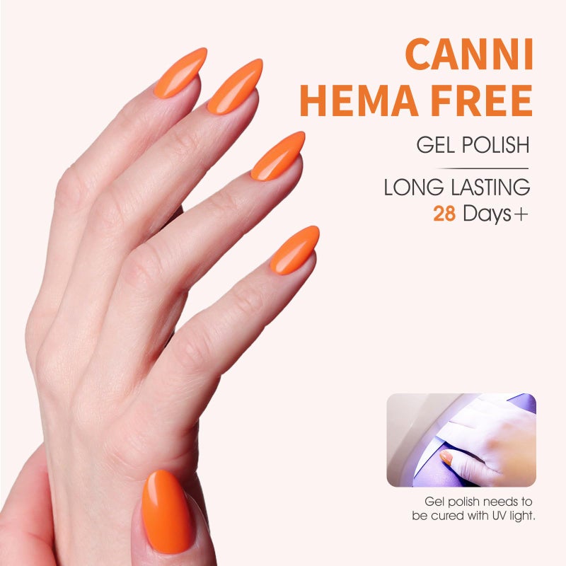 CANNI Orange Gel Nail Polish â€“ 1pcs Bright & Light Orange UV/LED Soak Off Gel, High Gloss Color for DIY Manicure, French Nails & Salon Use - Image 3