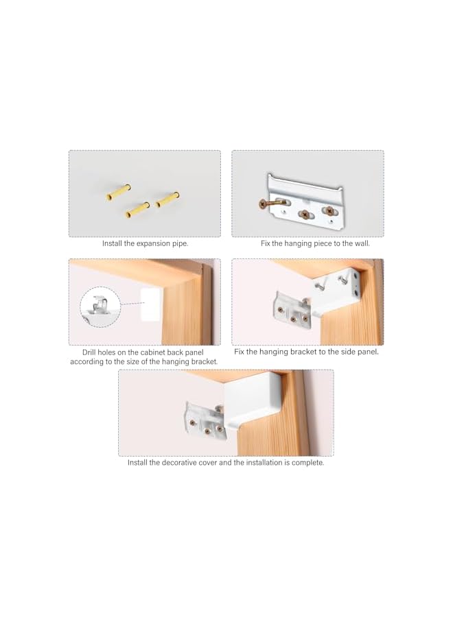 S-TOP 4Pcs Cabinet Suspension Brackets, Load Capacity 60kg, White Universal Steel L Shape Wall Mounting Hardware, Height Depth Adjustable, for Kitchen Cupboard Shelf Wardrobe - Image 3