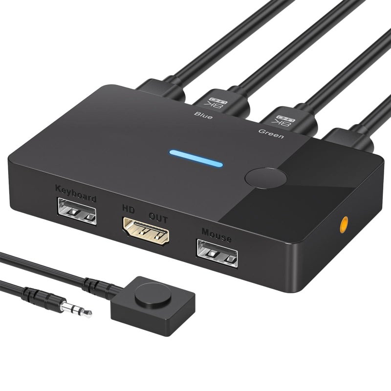 8K 60Hz HDTV KVM Switcher 2 Computer 1 Monitor USB Plug and Play Keyboard Sharing Device - Image 2