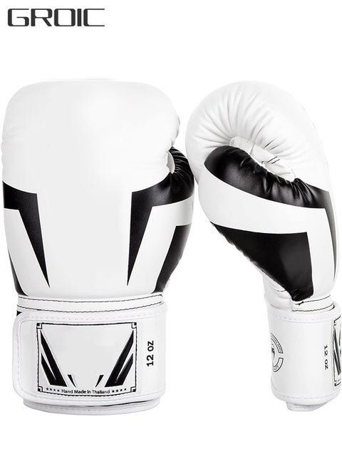 12OZ Boxing Gloves PU Leather, Muay Thai Kickboxing MMA Sparring Training, Advanced TAKKA Closure, Padding, Punch Bags Speed Ball Focus Pads Workout Gloves