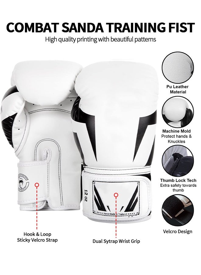 GROIC - 12OZ Boxing Gloves PU Leather, Muay Thai Kickboxing MMA Sparring Training, Advanced TAKKA Closure, Padding, Punch Bags Speed Ball Focus Pads Workout Gloves - Image 1