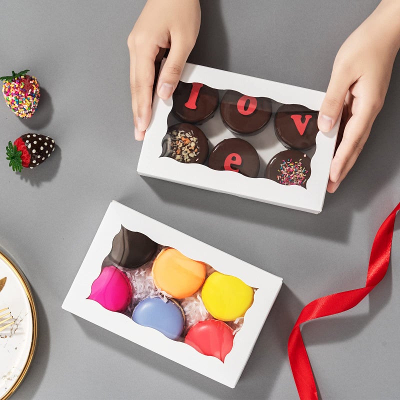 JCXGRVC 20pcs 7x4.33x1.5 Inch White Cookies Boxes with Window Bakery Boxes Macaron Boxes Cakesickle Boxes Chocolate Truffle Boxes Donut Treat Boxes for Christmas Valentine's Easter Mother's Day - Image 4