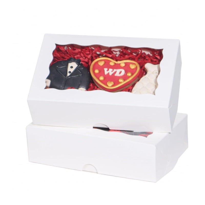 JCXGRVC 20pcs 7x4.33x1.5 Inch White Cookies Boxes with Window Bakery Boxes Macaron Boxes Cakesickle Boxes Chocolate Truffle Boxes Donut Treat Boxes for Christmas Valentine's Easter Mother's Day - Image 1