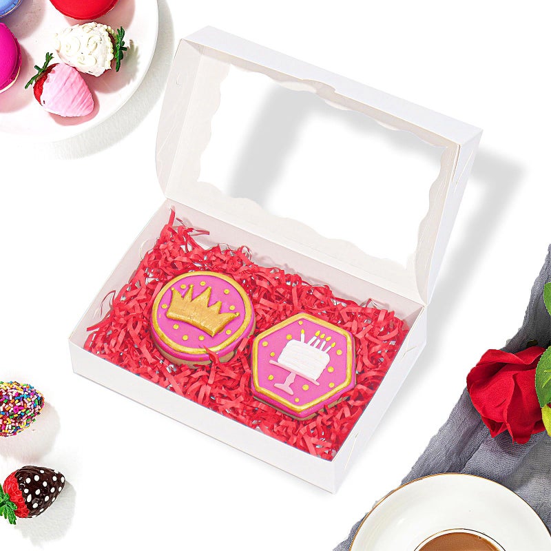 JCXGRVC 20pcs 7x4.33x1.5 Inch White Cookies Boxes with Window Bakery Boxes Macaron Boxes Cakesickle Boxes Chocolate Truffle Boxes Donut Treat Boxes for Christmas Valentine's Easter Mother's Day - Image 2
