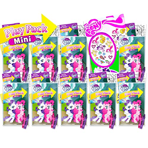 Bendon Publishing My Little Pony Classroom Prize Pack Bundle Includes 10 My Little Pony Mini Play Packs with Stickers Coloring Books and Crayons with Temporary Tattoos My Little Pony Party Supplies - Image 1