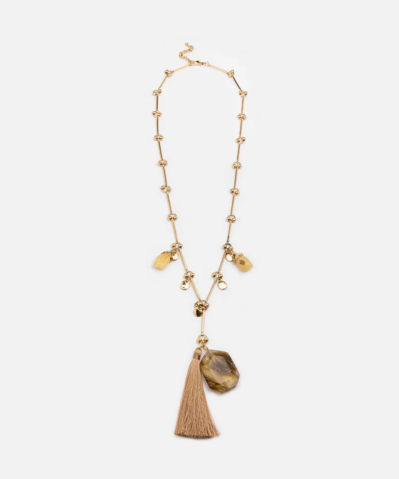 Ipekyol Mixed Stone Tassel Necklace