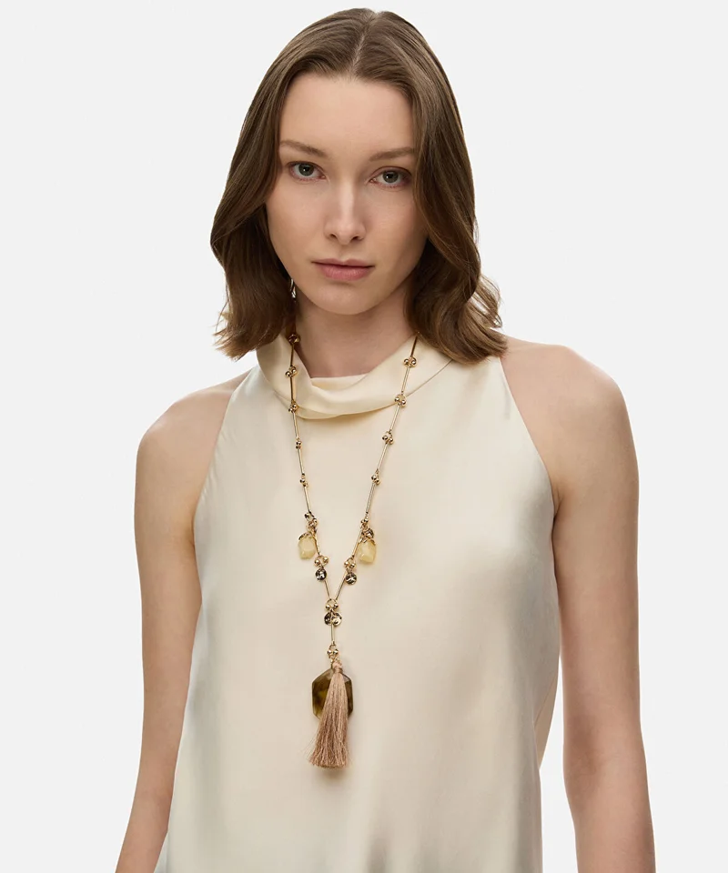 Ipekyol Mixed Stone Tassel Necklace