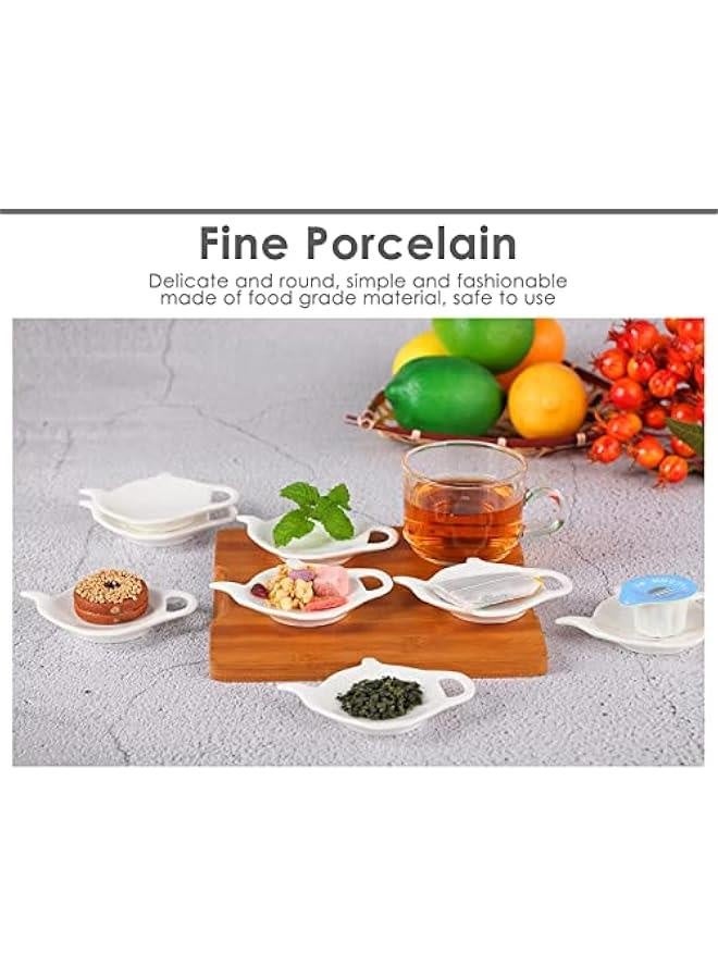 4 Pieces Teapot Shaped Tea Bag Holder Teabag Coaster Seasoning Dish for Sauce Dessert (Green and Yellow) - Image 4