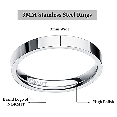 NOKMIT 3mm Titanium Rings High Polished Wedding Band for Women Girls Dainty Stacking Stackable Band Thumb Pinky Ring Non Tarnish Comfort Fit Size 5 to 10 (Silver,8) - Image 4