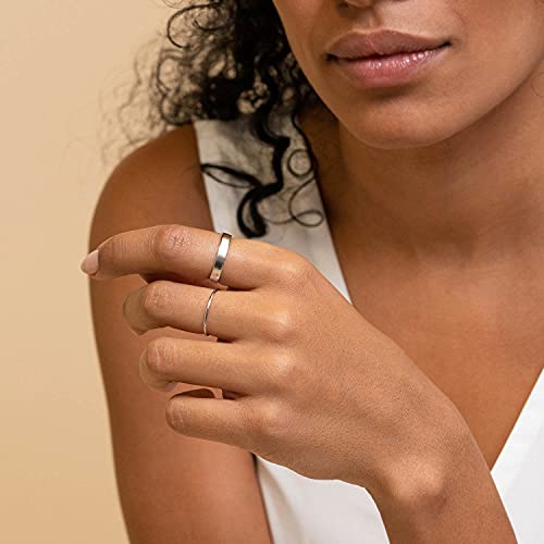 NOKMIT 3mm Titanium Rings High Polished Wedding Band for Women Girls Dainty Stacking Stackable Band Thumb Pinky Ring Non Tarnish Comfort Fit Size 5 to 10 (Silver,8) - Image 2