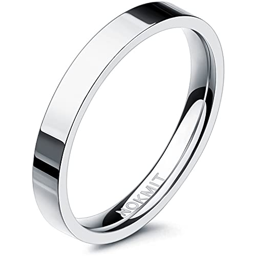 NOKMIT 3mm Titanium Rings High Polished Wedding Band for Women Girls Dainty Stacking Stackable Band Thumb Pinky Ring Non Tarnish Comfort Fit Size 5 to 10 (Silver,8) - Image 5