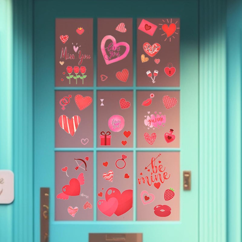 SpinLaLa 218 Pieces Valentine's Day Window Clings for Glass Windows - Assorted Love Heart and Kiss Designs, Removable DIY Vinyl Decals Stickers for Wedding Engagement Romantic Indoor Ornaments Decorations - Image 5