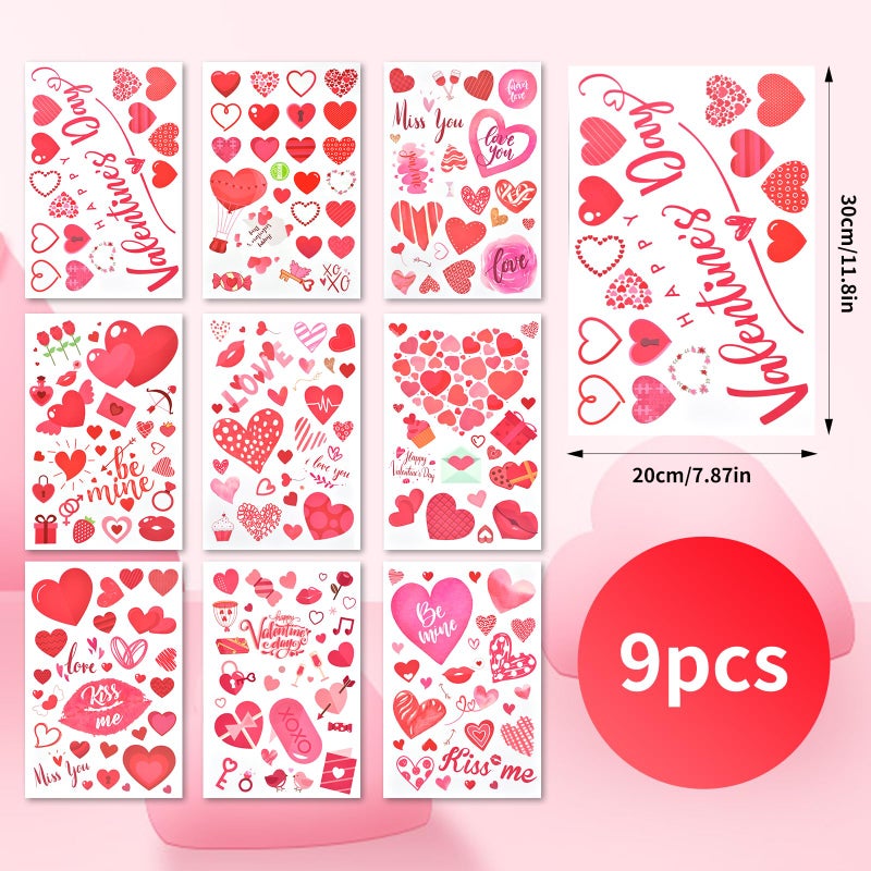 SpinLaLa 218 Pieces Valentine's Day Window Clings for Glass Windows - Assorted Love Heart and Kiss Designs, Removable DIY Vinyl Decals Stickers for Wedding Engagement Romantic Indoor Ornaments Decorations - Image 2
