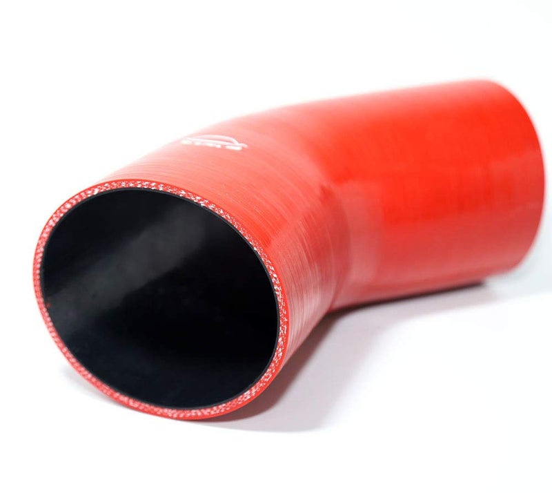 TenkeAuto 4-Ply Reinforced 45 Degree 4" ID Elbow Silicone Hose Coupler for Turbo/Intercooler/Piping (RED 4'') - Image 2