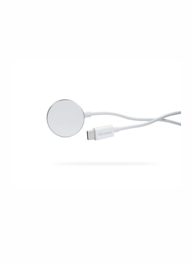 USLPOWER Magnetic Wireless Charger for Apple Watch Series 1-7, White, USB-C - Image 1