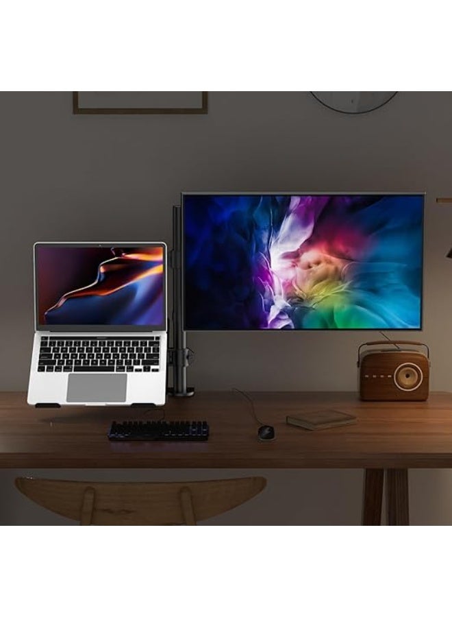 Laptop Monitor Mount Stand with Keyboard Tray – Dual Monitor Stand for 2 Screens Up to 32 Inches, 10kg Capacity, Heavy-Duty Fully Adjustable Arms with Grommet Mount / C Clamp Mount - Image 2