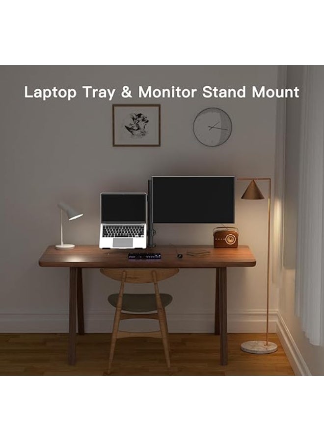 Laptop Monitor Mount Stand with Keyboard Tray – Dual Monitor Stand for 2 Screens Up to 32 Inches, 10kg Capacity, Heavy-Duty Fully Adjustable Arms with Grommet Mount / C Clamp Mount - Image 4