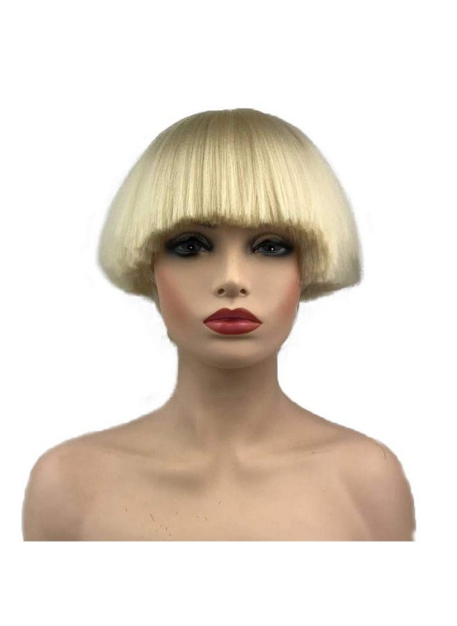 Aimole - Short Yaki Straight Synthetic Wigs Blonde Mushroom Head Wig Bowl Haircut Wigs Bob - Image 1