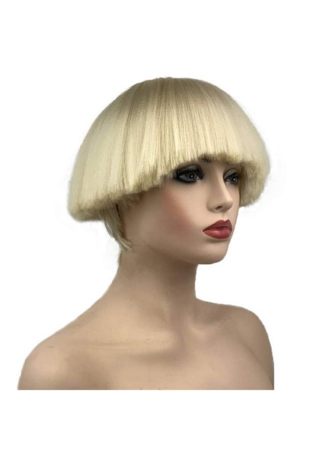 Aimole - Short Yaki Straight Synthetic Wigs Blonde Mushroom Head Wig Bowl Haircut Wigs Bob - Image 1