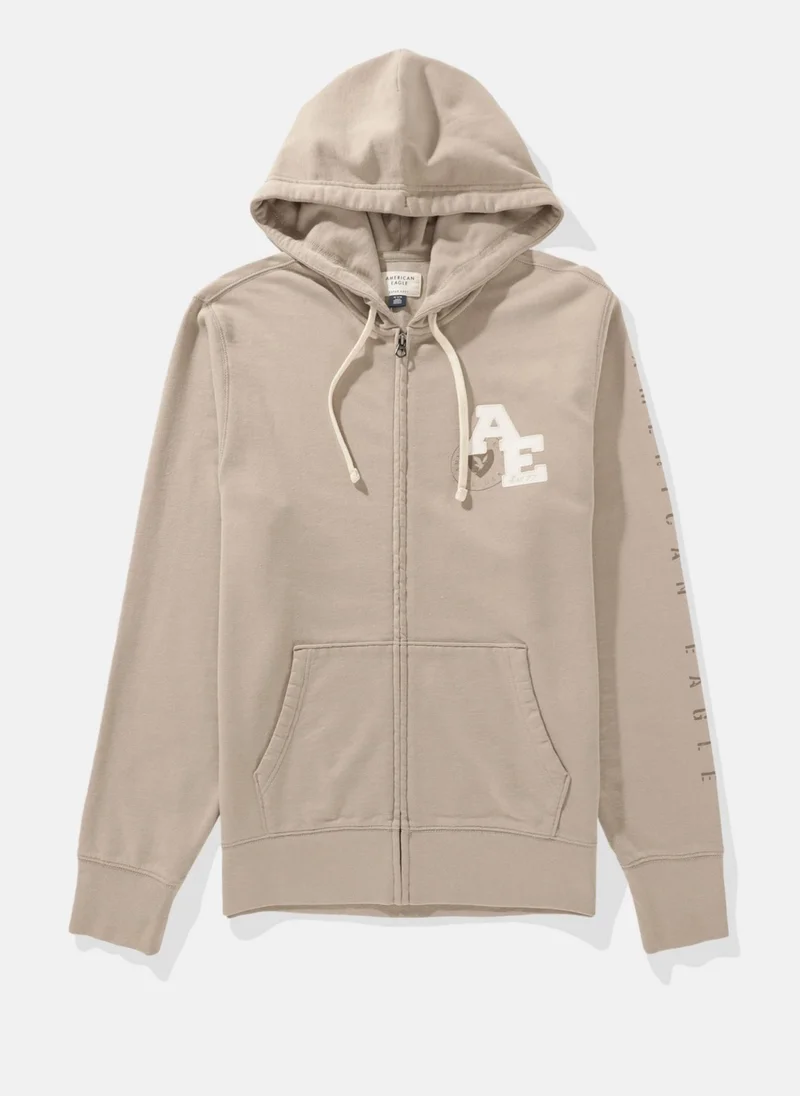 American Eagle AE Logo Graphic Zip-Up Hoodie
