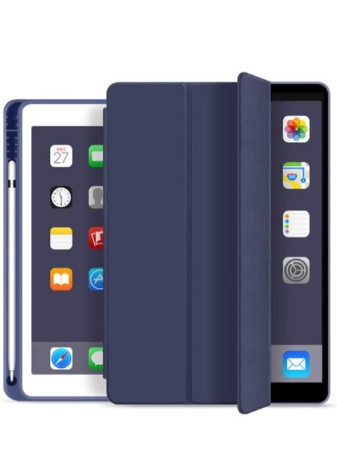 Soft Smart Case with Pencil Holder Foldable Stand Compatible with iPad 10.2 Inch 9th / 8th / 7th Generation 2021/2020 / 2019, iPad Air 3rd Generation, iPad Pro 10.5 Inch (Deep Navy Blue)