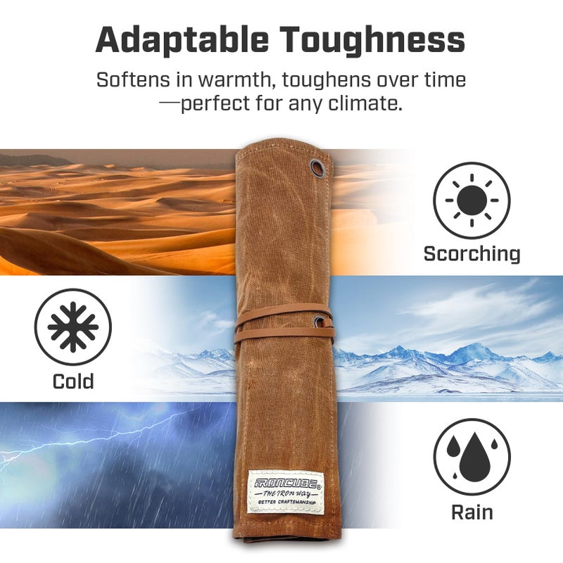 IRONCUBE Tool Pouch, 12 Pockets Wax Canvas Weatherproof Roll-Up Storage Bag for Wrenches - Image 4