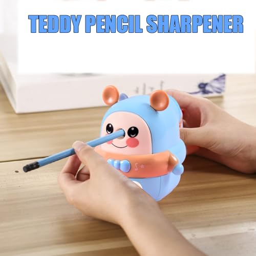 FunBlast Sharpener for Kids –Teddy Pencil Sharpener, Table Sharpener Machine (Blue) - Image 2