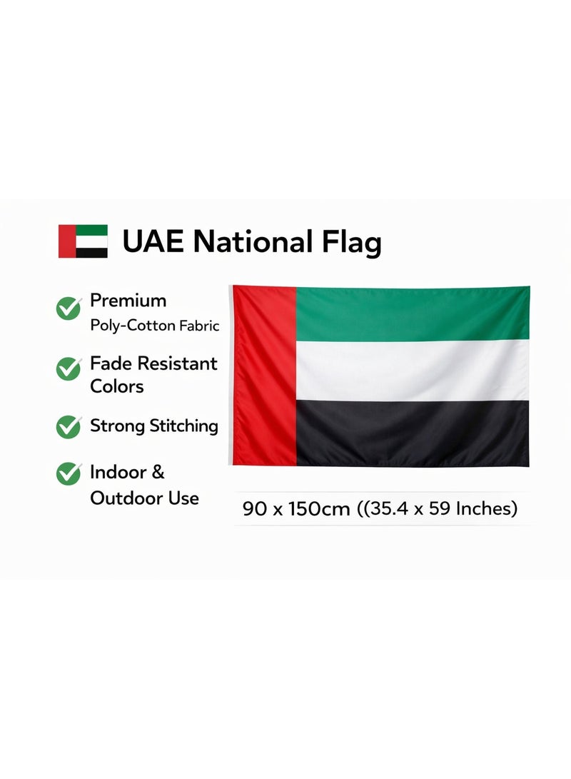 علم الإمارات العربية المتحدة من قماش بولي-قطن، متين ومقاوم للبهتان، مناسب للاستخدام الداخلي والخارجي 🇦🇪 - Image 3