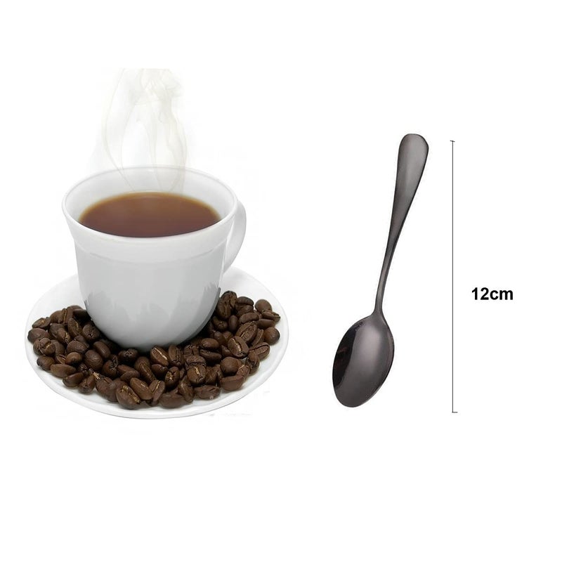 Wesdxc56 Demitasse Espresso Spoons, Mini Coffee Spoon, Stainless Steel Small Spoons for Dessert, Tea,Set of 6 (black) - Image 2