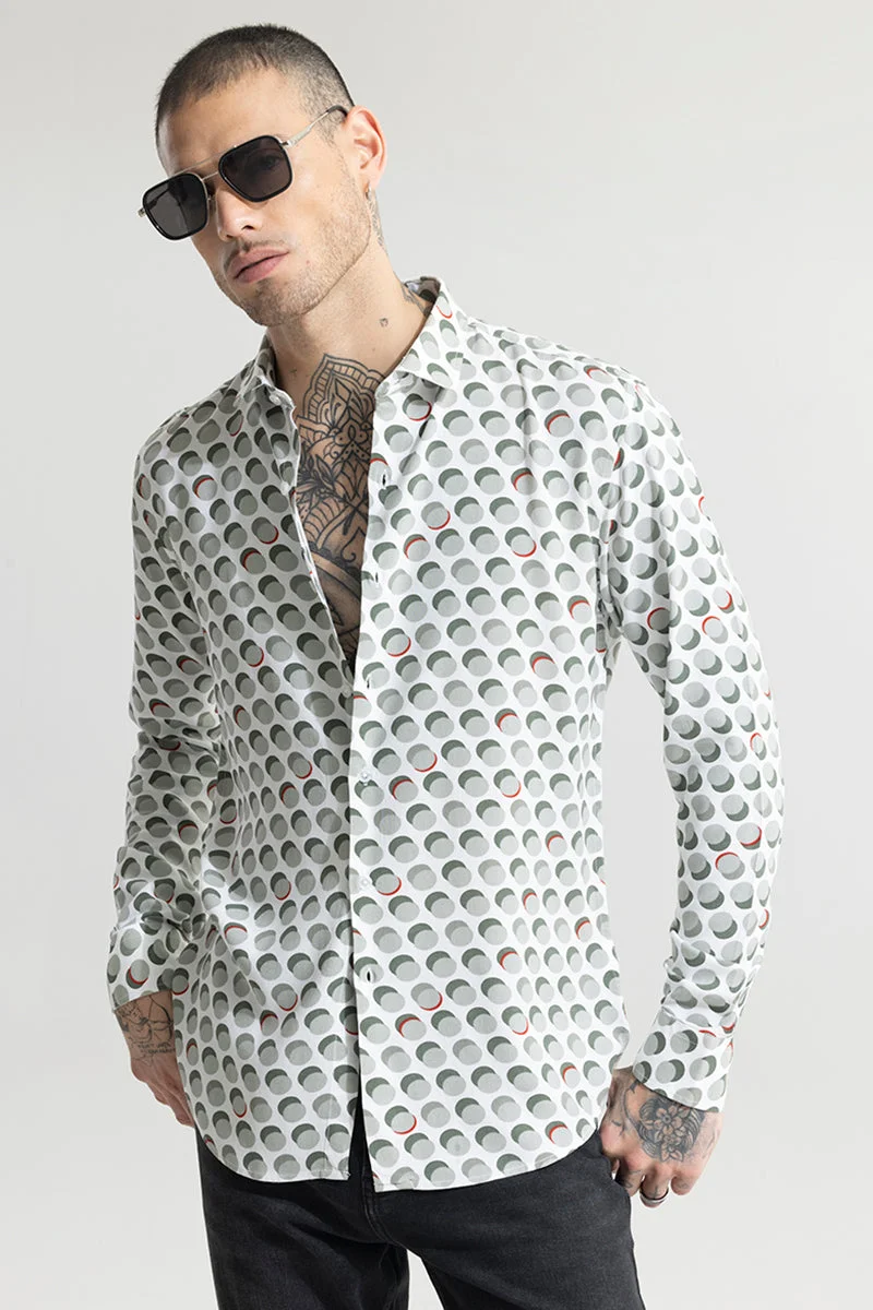 SNITCH Grey Geometric Long Sleeve Slim Fit Casual Shirt