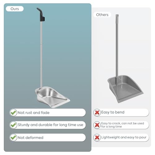 Yangbaga Dust Pans with Long Handle - 35”Heavy Duty Metal Upright Stand Up Dustpan - Long Handled Stand Up Dustpans - Best Dustpans for Home/Lobby/Shop/Garage/Yard - Image 4