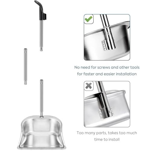 Yangbaga Dust Pans with Long Handle - 35”Heavy Duty Metal Upright Stand Up Dustpan - Long Handled Stand Up Dustpans - Best Dustpans for Home/Lobby/Shop/Garage/Yard - Image 5