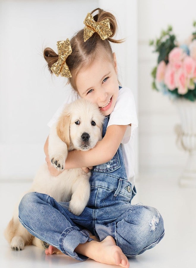 NCMAMA 4 PCS Gold Glitter Hair Bows for Girls Alligator Clips Sparkly Sequin Hair Accessories for Kids Toddler Women on Birthday Wedding Christmas and Party - Image 5