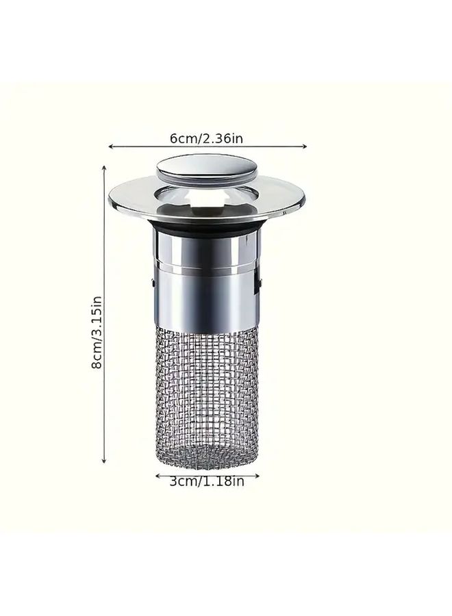 Silver Expandable Sink Drain Stopper 304 Stainless Mesh No Tool Needed - Image 5