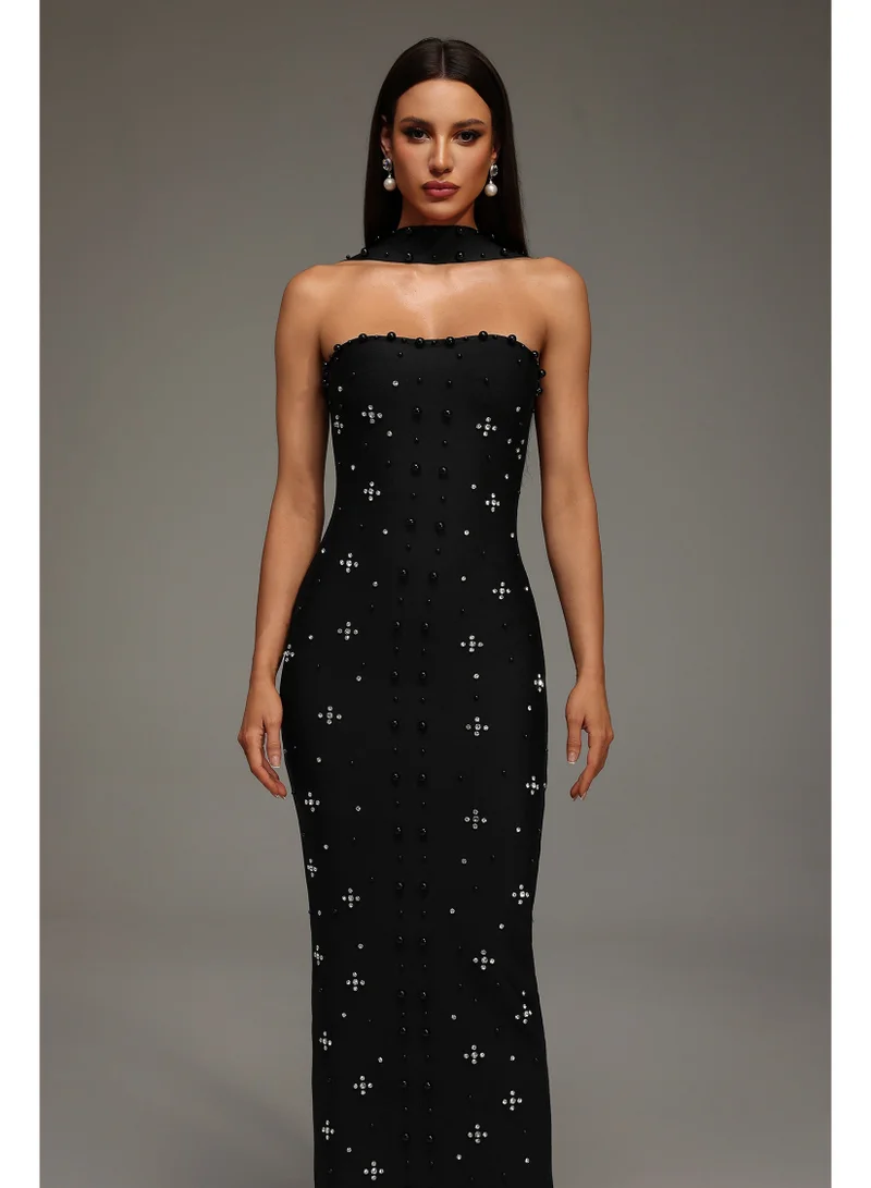 Bella Barnett Nesya Sleeveless Pearl Bandage Maxi Dress
