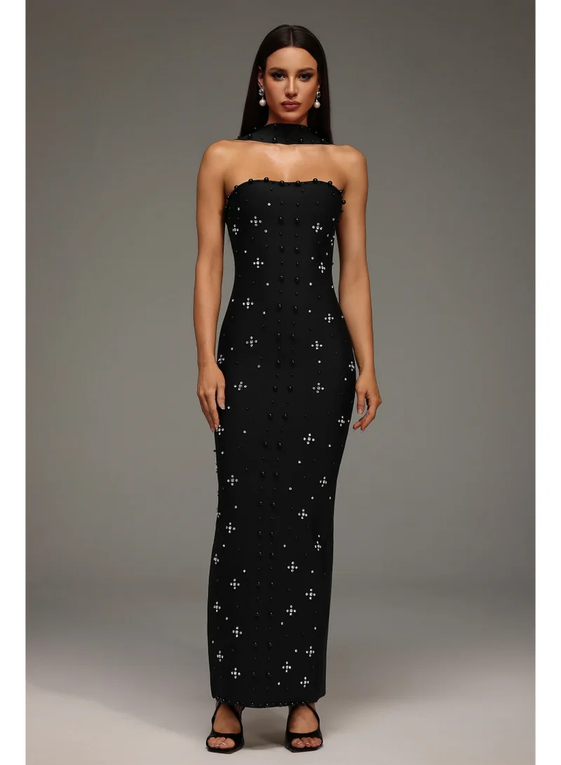 Bella Barnett Nesya Sleeveless Pearl Bandage Maxi Dress