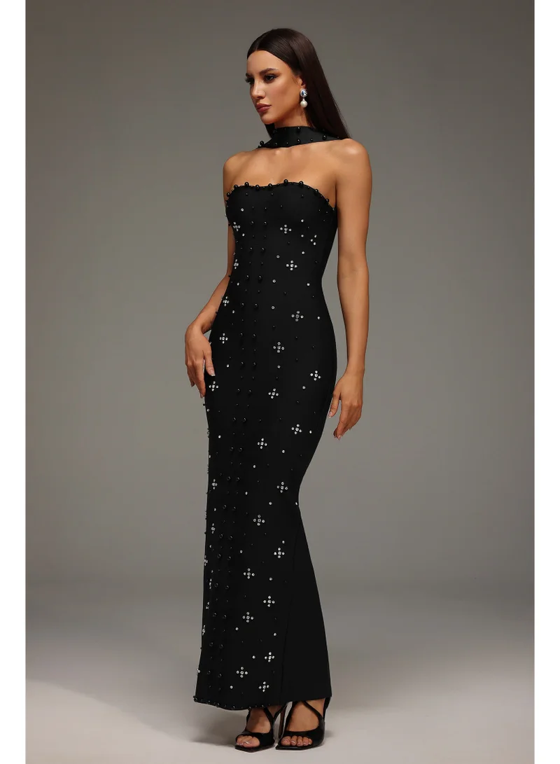 Bella Barnett Nesya Sleeveless Pearl Bandage Maxi Dress